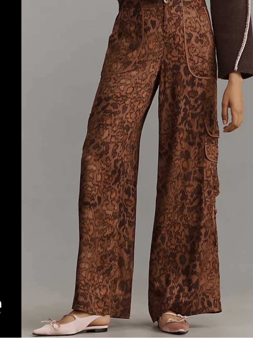 Anthropologie Palazzo Utility Pants Wide Leg Brown Animal Print Pants